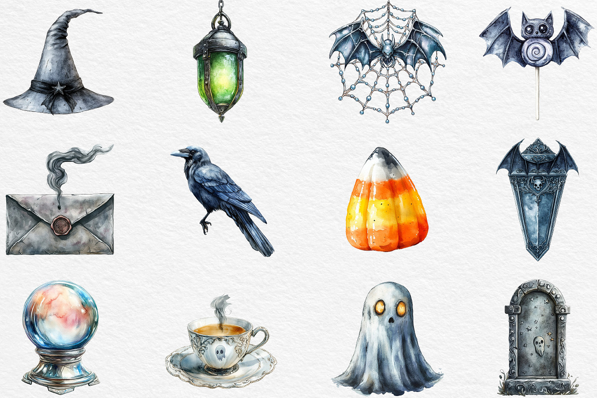 Silver Halloween Clipart PNG, an Illustration by Black Bird Studio (Photo 5 of 6)
