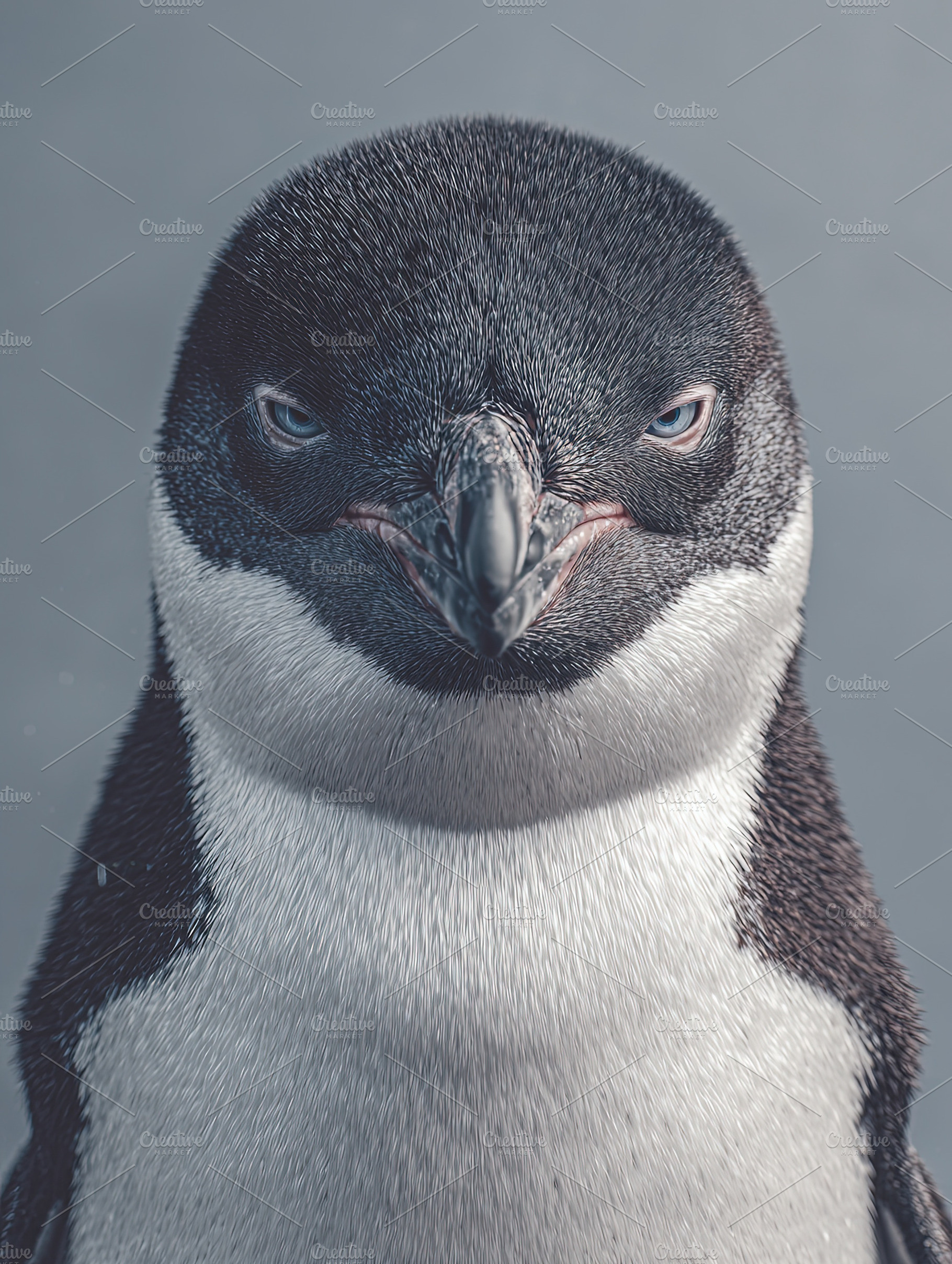 Sharp, detailed portrait of a penguin against a neutral backgrou, an Animal Photo by Ales Munt