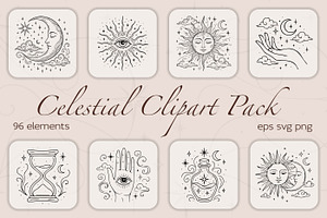 Celestial Boho Clipart – 96 Vectors