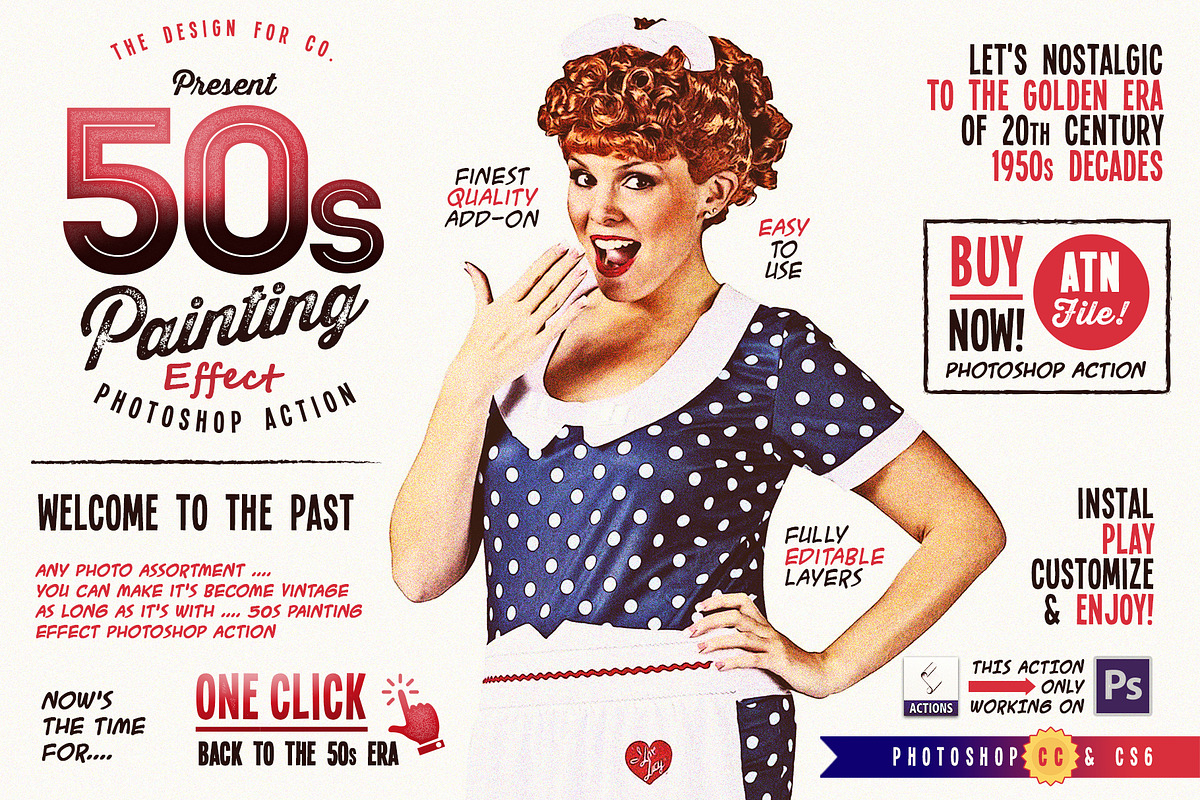 50s Painting Effect Photoshop Action, an Action Add-On by The Design For Co. (Photo 1 of 8)