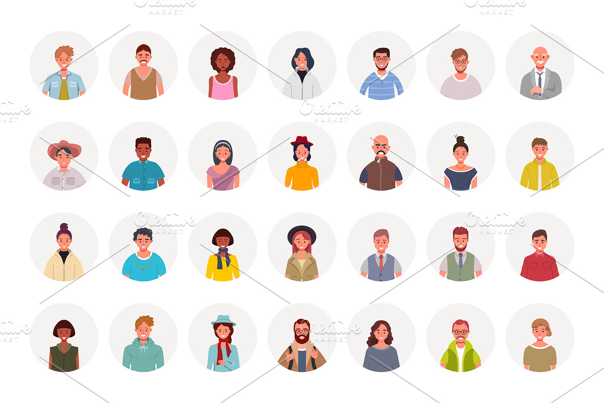 Set of diverse people avatars, a Person Illustration by Yayasya (Photo 3 of 3)