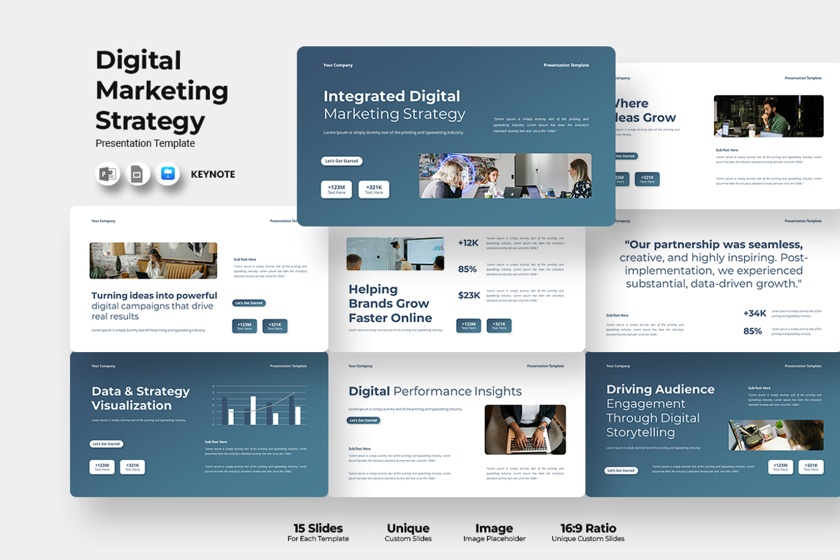 Digital Marketing Strategy - Keynote, a Presentation Template by Iqsiart Studio (Photo 1 of 3)