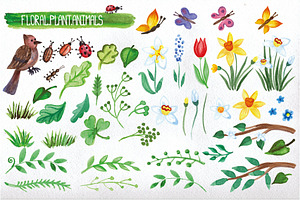 Watercolor Spring Big Set.Vector