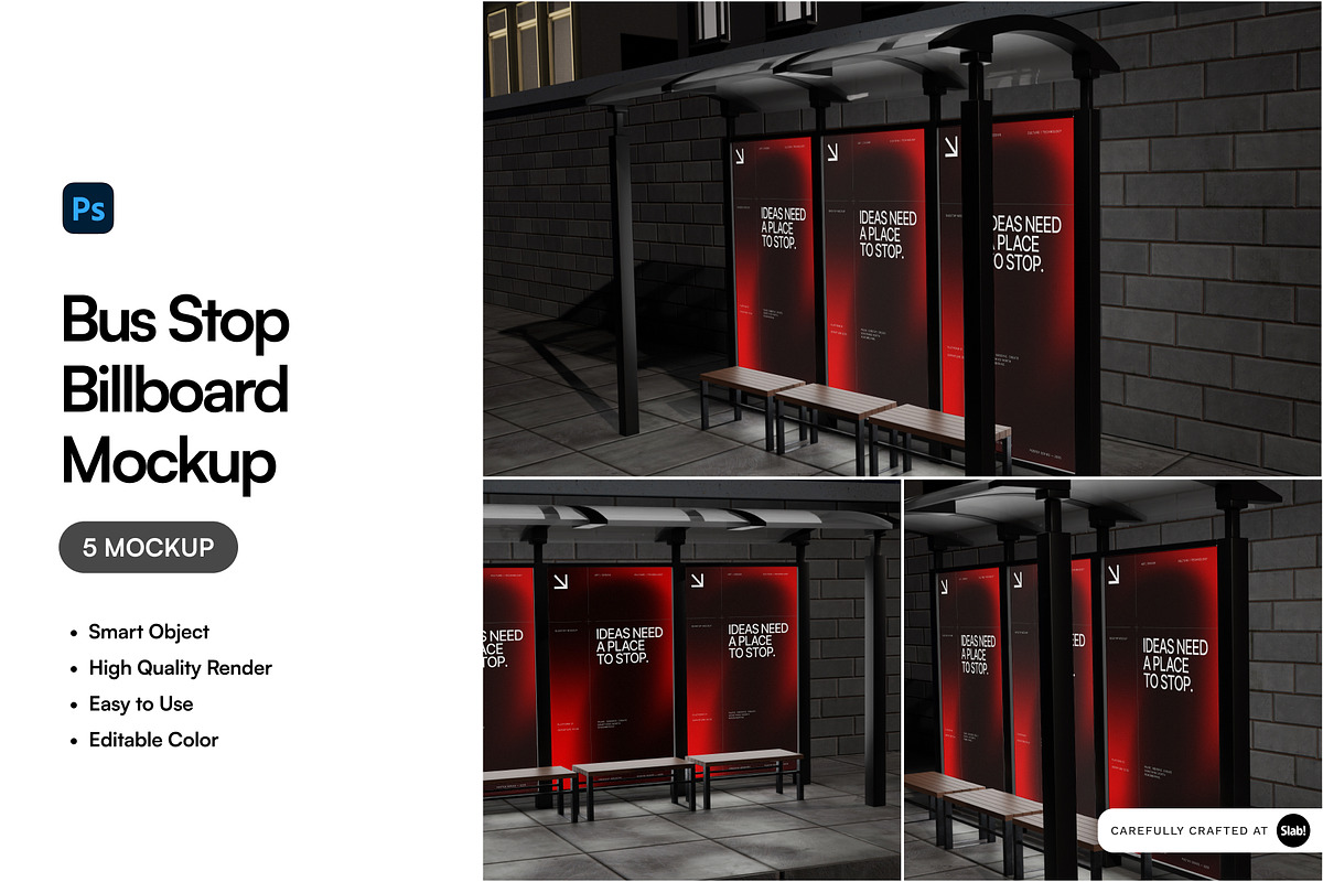 Bus Stop Billboard Mockup, an Advertising Mockup by SLAB! Design (Photo 1 of 7)