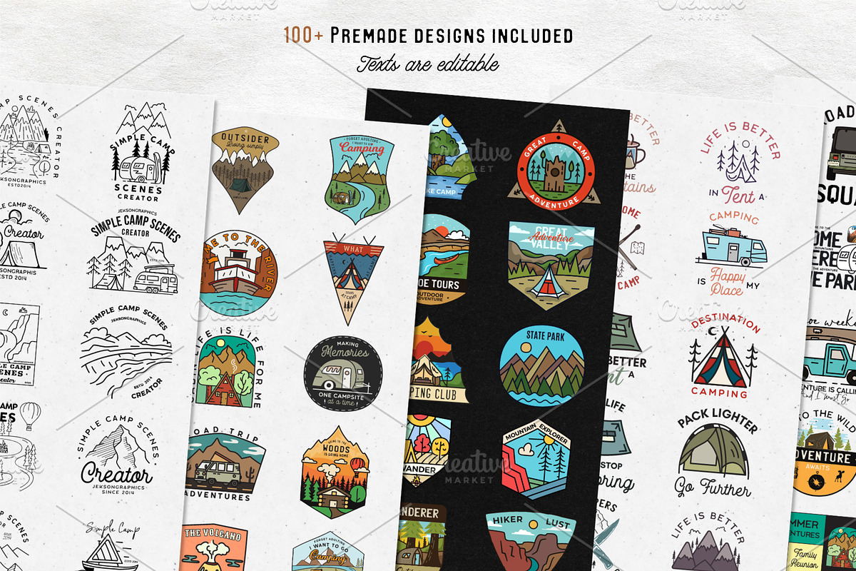 Simple Camp Scenes Logo Creation Kit, a Branding & Logo Template by JeksonGraphics (Photo 14 of 24)