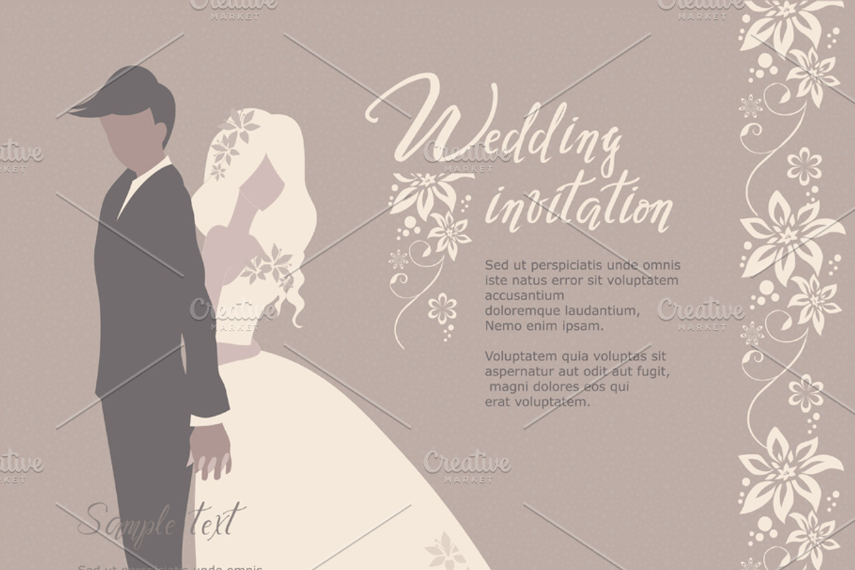 Wedding Invitation Vector Template, an Invitation Template by Elena Naumchenkova (Photo 3 of 3)