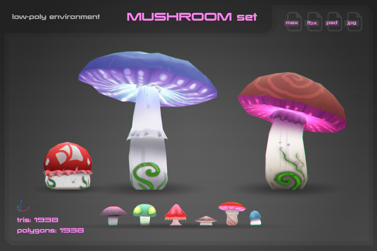 Mushrooms Environment, an Environmental 3D Model by stallfish's art store (Photo 1 of 2)