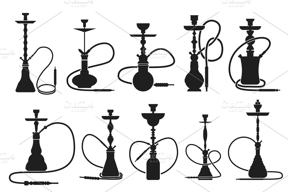 hookahs set silhouettes, an Object Graphic by tumbalipum