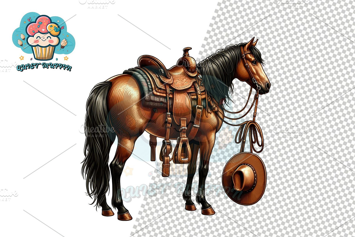 Cowboy Clipart Western Vintage, a Decorative Illustration by QM_ART (Photo 11 of 17)