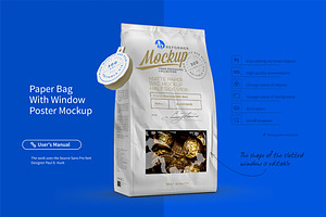 Paper Bag With Window Poster Mockup