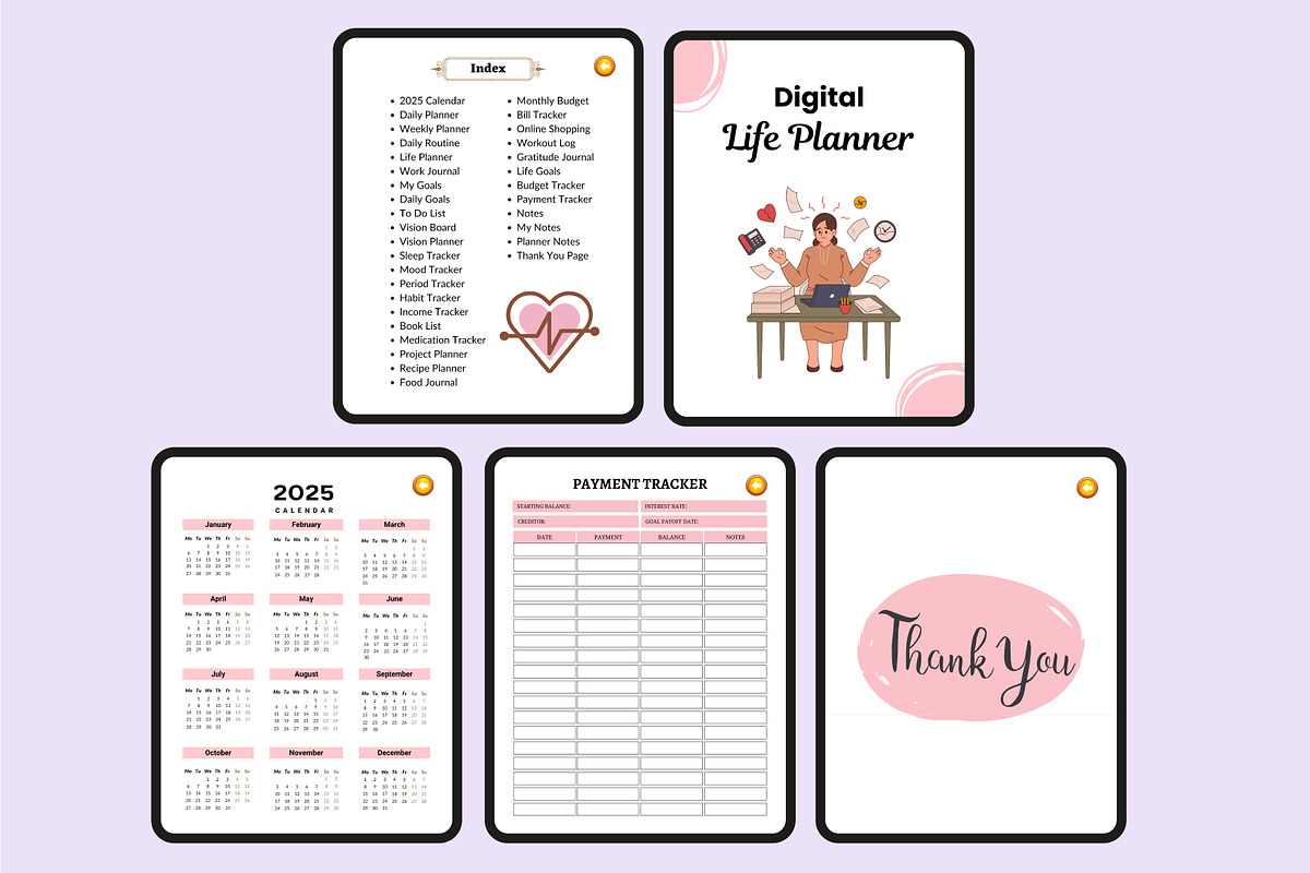 Digital Life Planner For Canva, a Stationery Template by Shumaya (Photo 5 of 6)