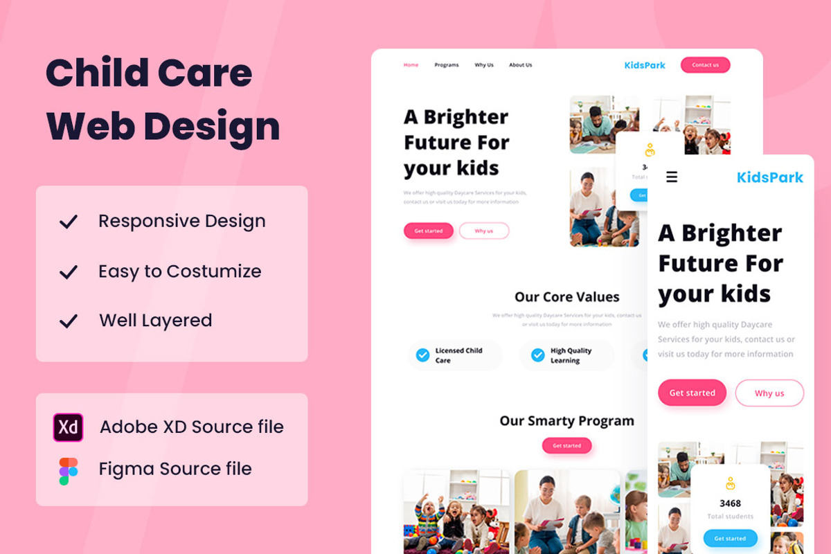Child Care Web Design, a Wireframe Template by INSPR STD (Photo 1 of 6)