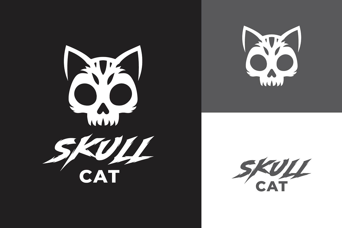 The Death Skull Cat Logo Design, a Branding & Logo Template by funpixel