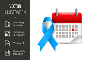Blue awareness ribbon and calendar, a Graphic by DvargShop