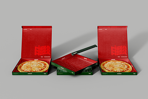 Opened Cardboard Pizza Boxes Mockup