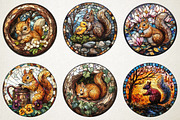 Spring Squirrel Stained Glass PNG, an Illustration by RobertsArt (Thumbnail 5 of 5)