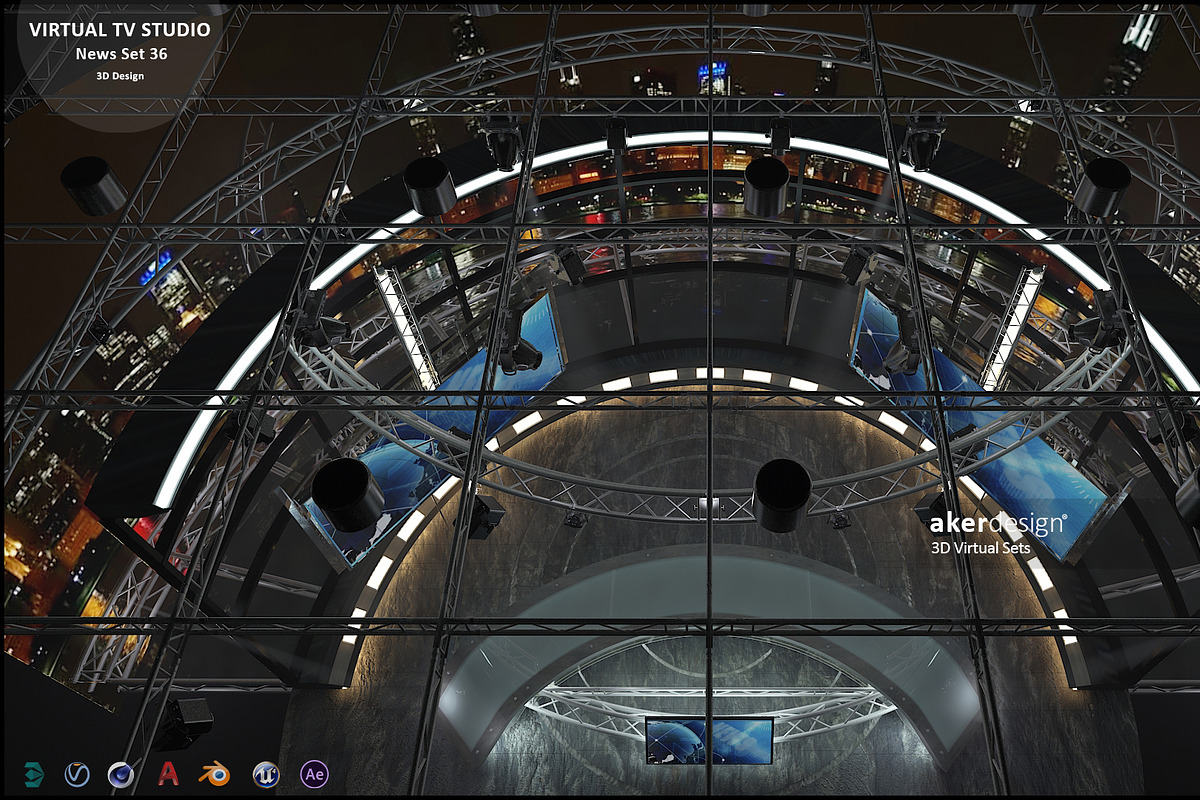 Virtual TV Studio News Set 36, an Architecture 3D Model by akerStudio (Photo 16 of 25)