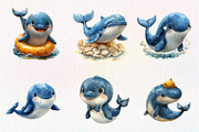 Whale Watercolor Clipart, Blue Whale, an Illustration by CreationArt (Thumbnail 4 of 5)
