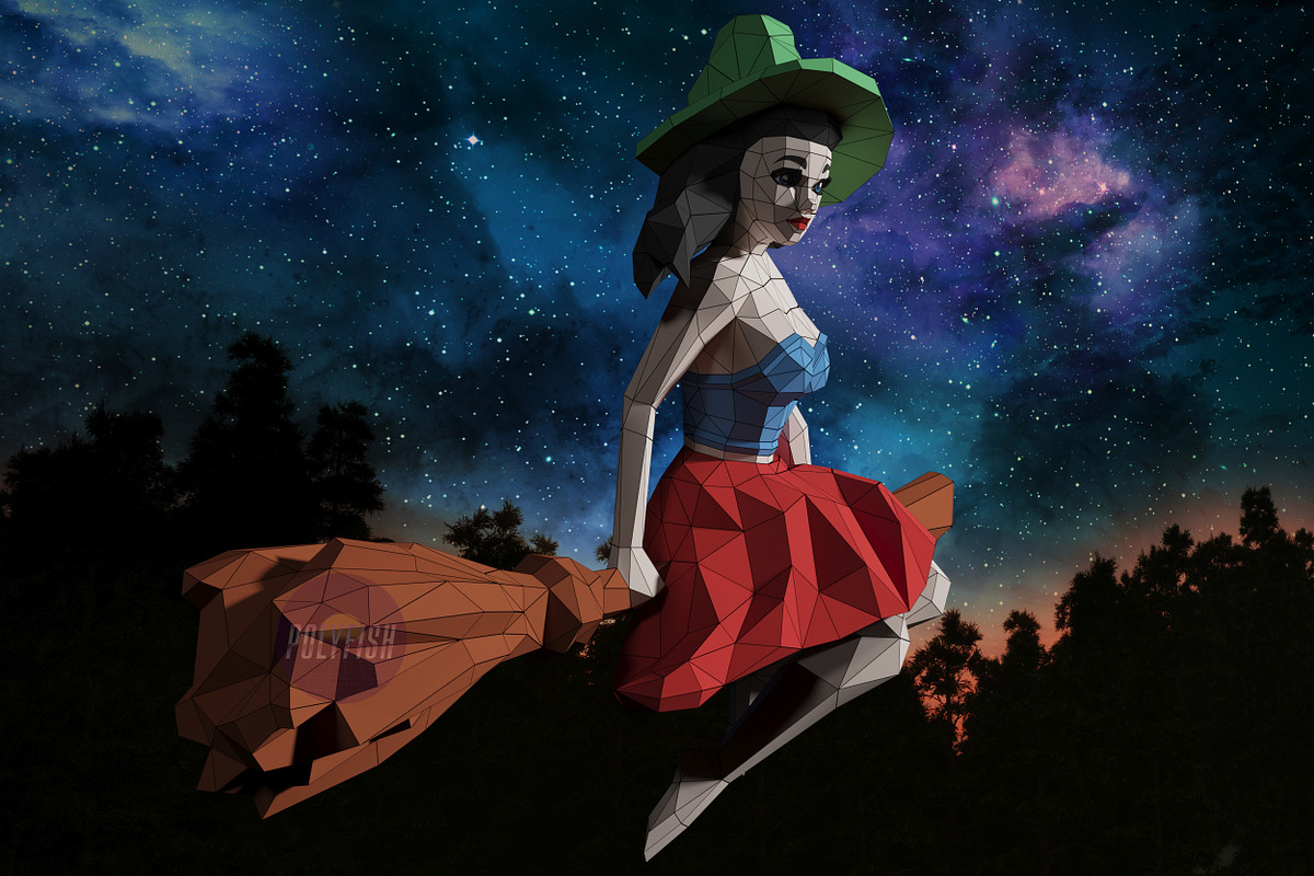 DIY Witch 3D model template, a Templates & Theme by PolyFish (Photo 6 of 6)