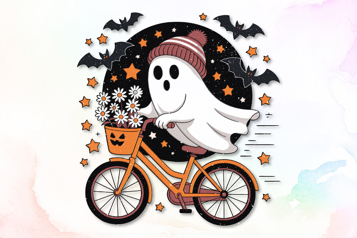 Cute Ghost Halloween Fall Autumn PNG, an Illustration by Sublimation Artist (Photo 1 of 9)