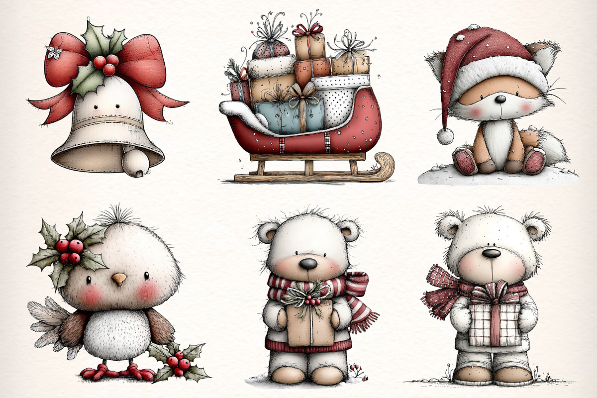 Whimsical Christmas Clipart Bundle, an Illustration by Dream Creation (Photo 4 of 7)