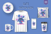 Cute cartoon alien. Tshirt, PNG., an Animal Illustration by KENO Mascots (Thumbnail 3 of 4)