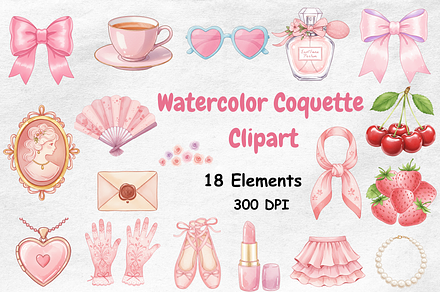 Watercolor Coquette Clipart