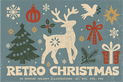 Retro Christmas Clipart: 50 Graphics, an Object Illustration by BAGIRA | Studio (Thumbnail 1 of 5)
