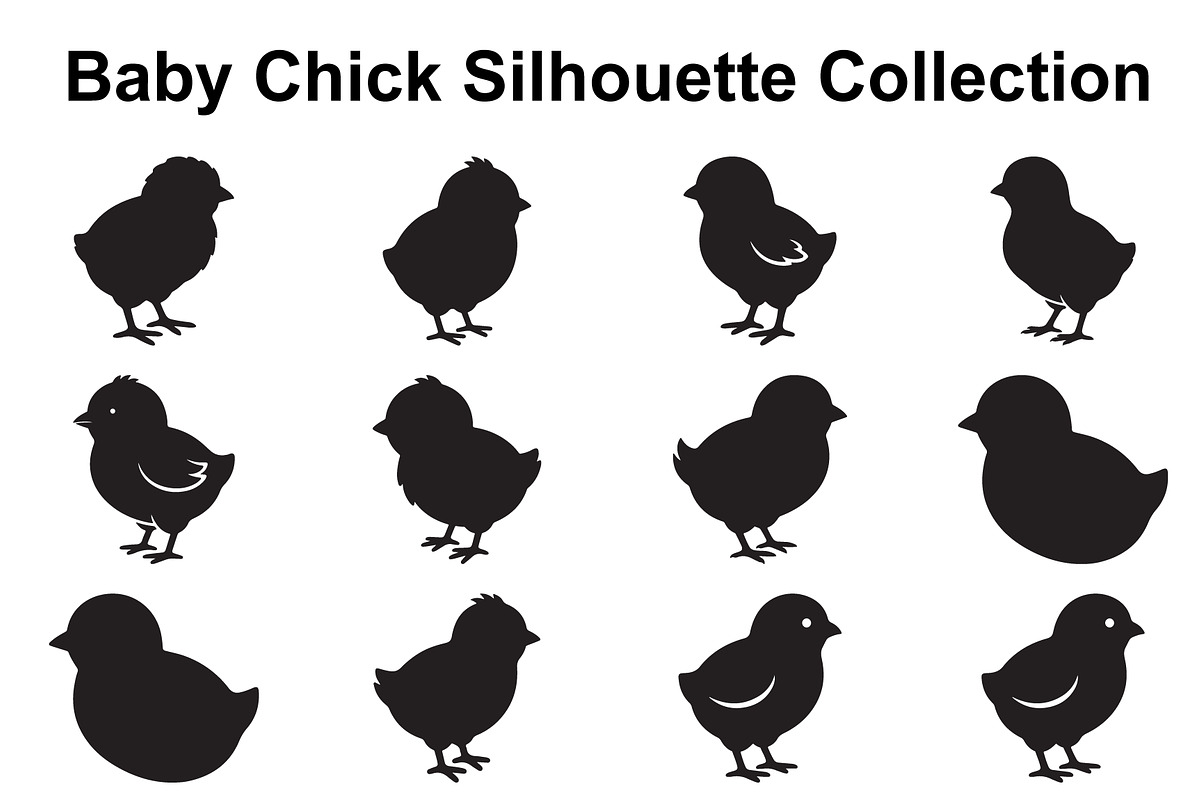 Fluffy Chick Silhouette Set, an Object Graphic by Creativeshirt (Photo 1 of 3)