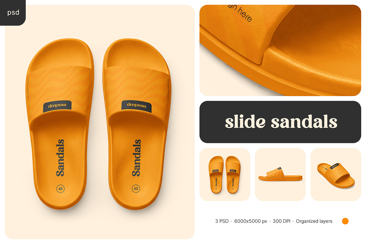 Rubber Slide Sandals Mockup Set, a Bottom Mockup by Country4k (Photo 1 of 4)