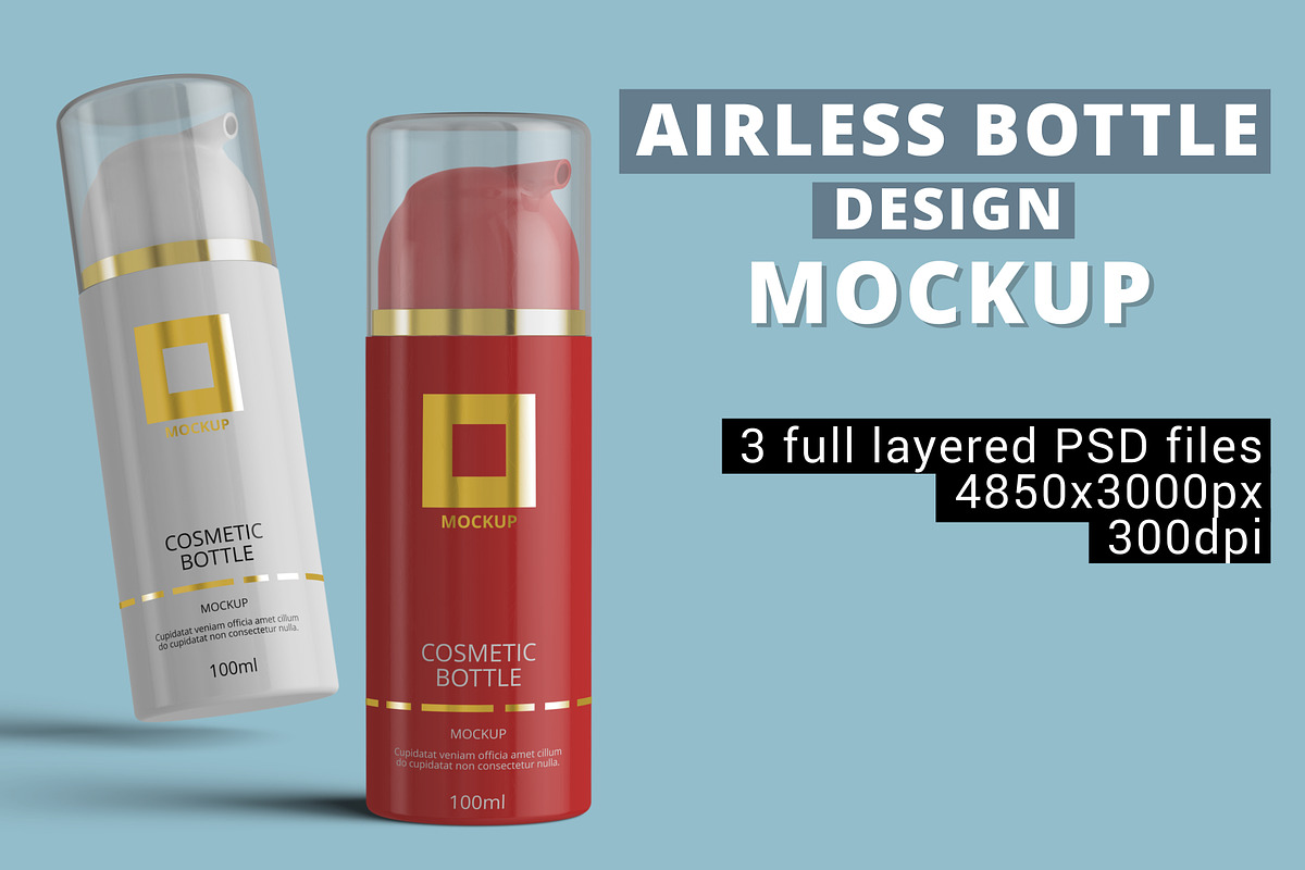 Airless Pump Cosmetic Bottle Mockup, a Cups & Container Mockup by Digitalphaser (Photo 1 of 5)