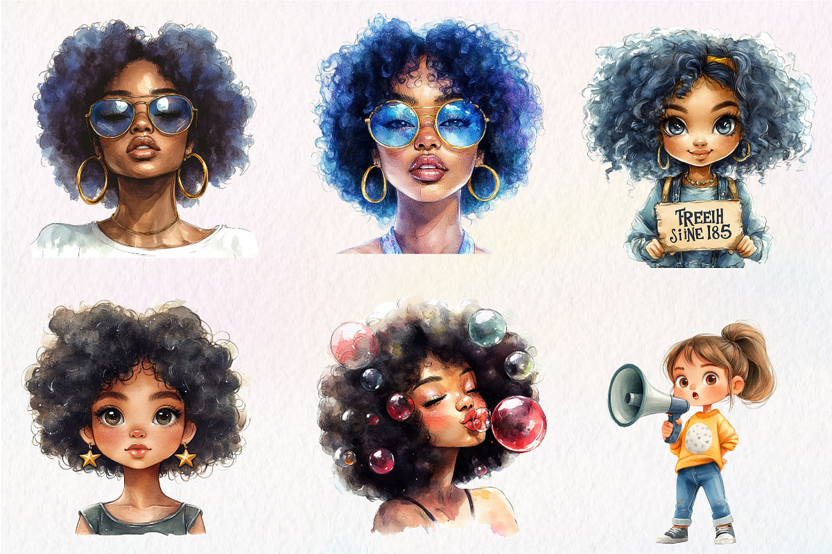 Cute Juneteenth Afro Girl Clipart, an Illustration by CreationArt (Photo 7 of 9)