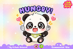 Hungry Panda Animal Clipart, an Animal Illustration by K.JackArtwork