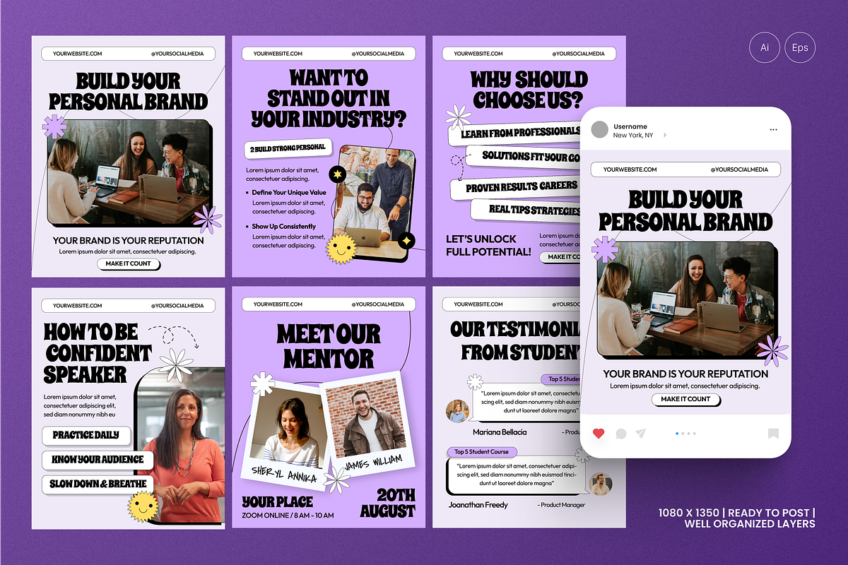 Personal Branding Instagram Post, a Social Media Template by MMPixelCraft (Photo 1 of 3)