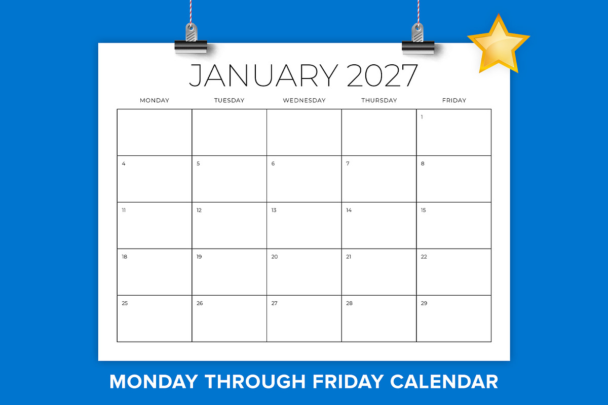2026 8.5x11 MON-FRI Calendar, a Stationery Template by Running With Foxes (Photo 1 of 5)
