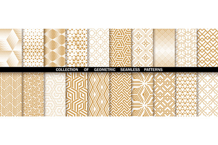 Geometric set of seamless gold and, a Pattern Graphic by RODINA