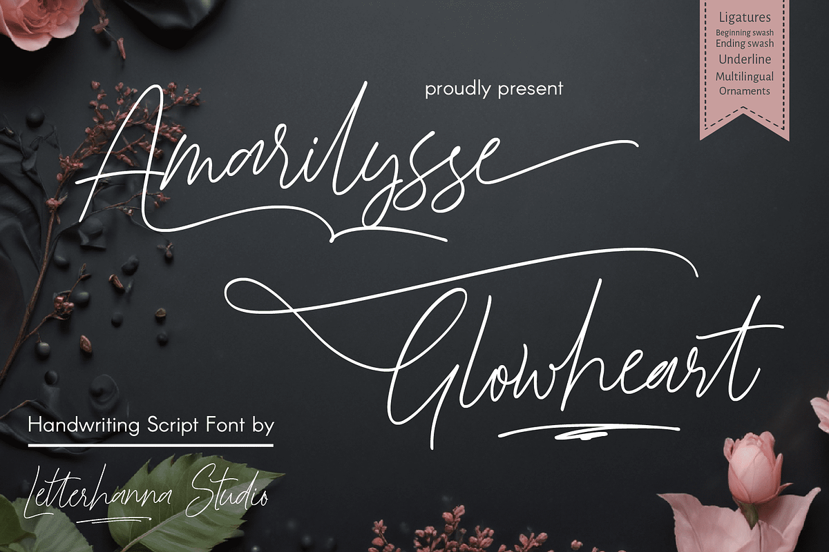 Amarilysse Glowheart Font, a Handwritten Font by Letterhanna Studio (Photo 1 of 13)