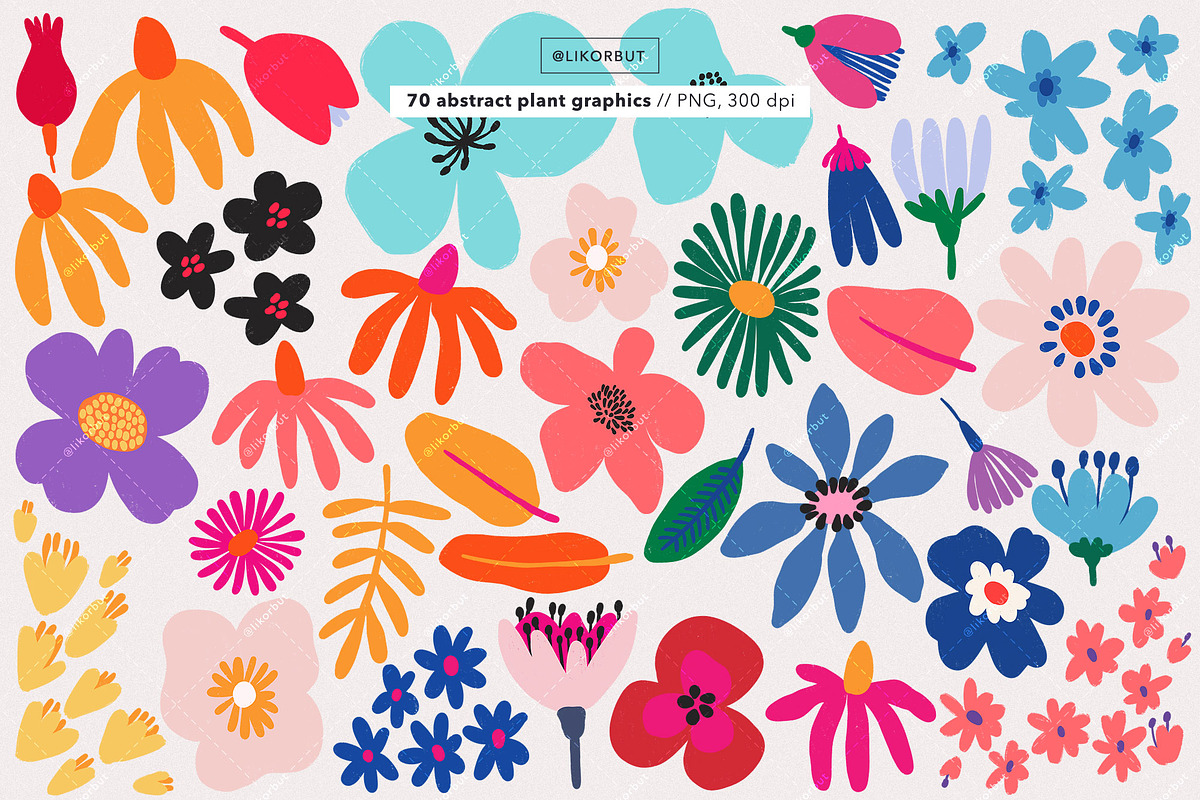 Abstract Modern Flowers Graphics, an Illustration by likorbut (Photo 2 of 7)