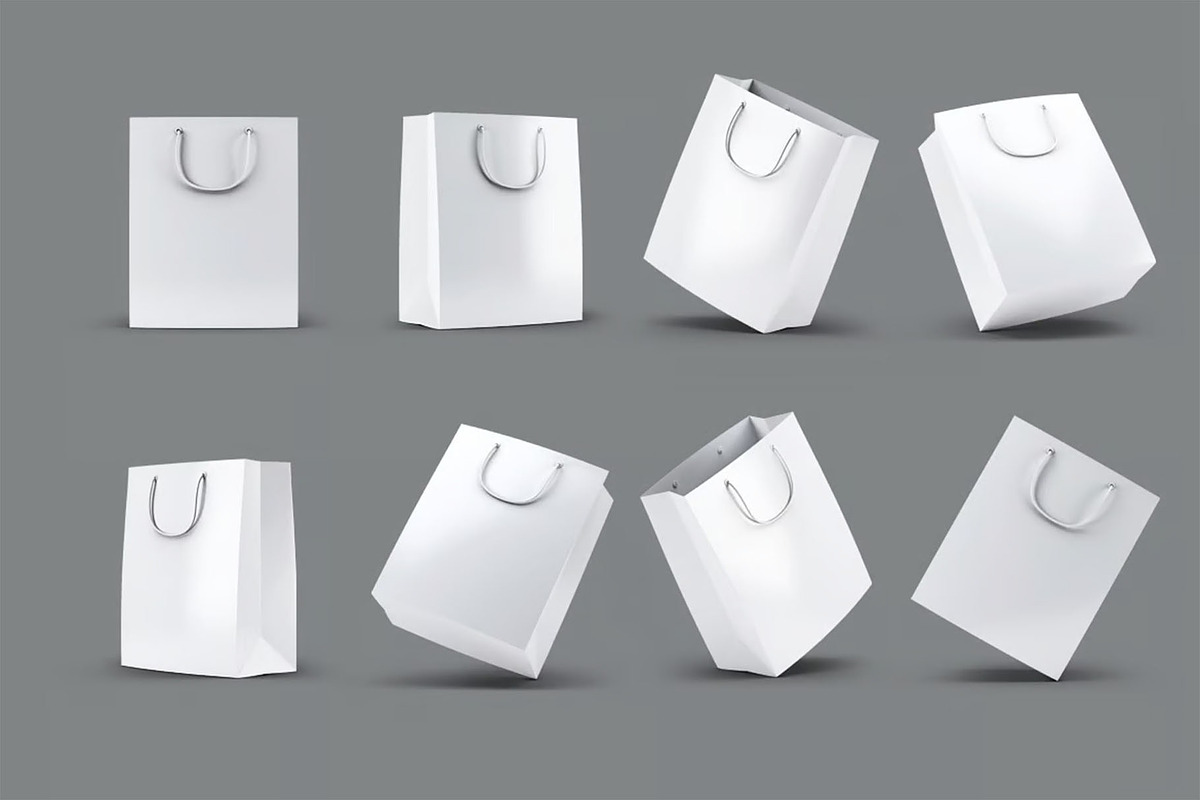 Paper Shopping Bag Mock-Up, a Packaging Mockup by DesignRushMarket (Photo 2 of 7)