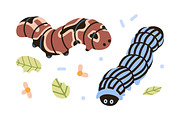 Cute caterpillars, funny larvas set, an Animal Illustration by Good Studio (Thumbnail 6 of 8)