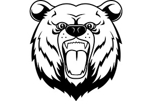 Black And White Angry Bear, an Illustration by HitToon