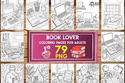 Book Lover Adult Coloring Pages, a Brochure Template by LA Design (Thumbnail 1 of 7)