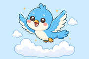 Blue Bird Flying Cartoon Character, an Animal Illustration by Artpon Illustration (Thumbnail 2 of 3)