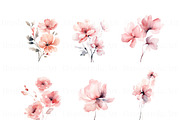 Watercolor Pink Flower Clipart, a Decorative Illustration by BrushstrokeArtGB (Thumbnail 2 of 9)