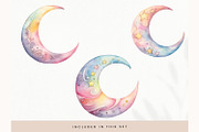 Watercolor Moon Clipart PNG, Pastel, a Decorative Illustration by illuztrate (Thumbnail 3 of 6)