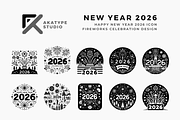 Happy New Year 2026 Icon, a Solid Icon by Akatype Studio (Thumbnail 1 of 3)