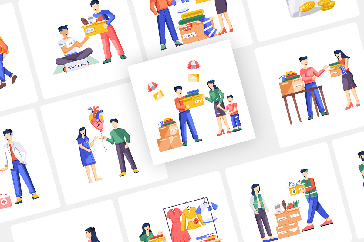 Charity and Donation Art Set, a Person Illustration by Vectors Market (Photo 5 of 7)