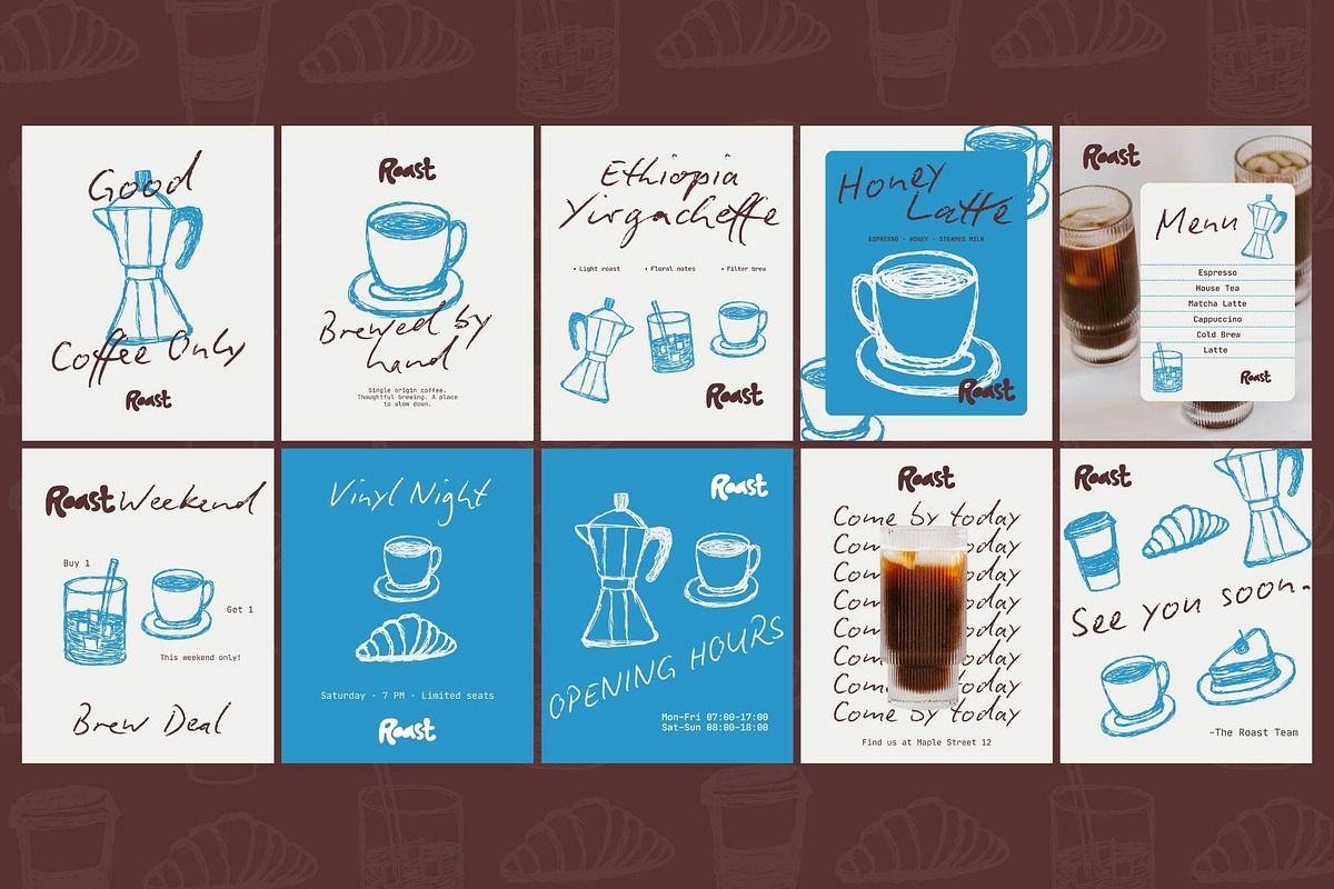 Hand-Drawn Café Social Media Kit, a Social Media Template by ShowUp! Studio (Photo 5 of 7)
