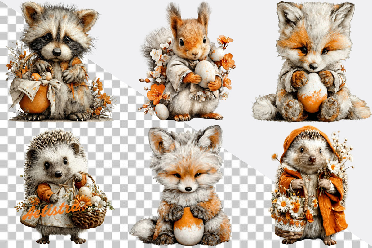 Watercolor Easter Animals Clipart Bu, an Illustration by SVGArt (Photo 3 of 7)