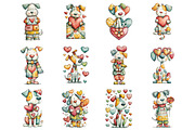 Valentine's Day Dogs Clipart, an Illustration by Designking (Thumbnail 3 of 5)